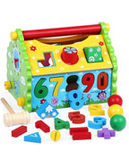 Wood Interactive and Learning House with Stackable Shapes and Numbers , Multicolour, 1 to 7 years old
