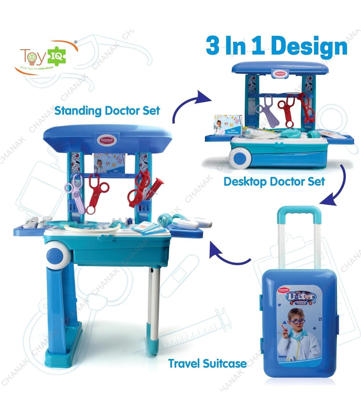 Premium Doctor Set Trolley for Kids with LED Light Instruments, Pretend Play Doctor Set Trolley for Kids Above 3 Years,