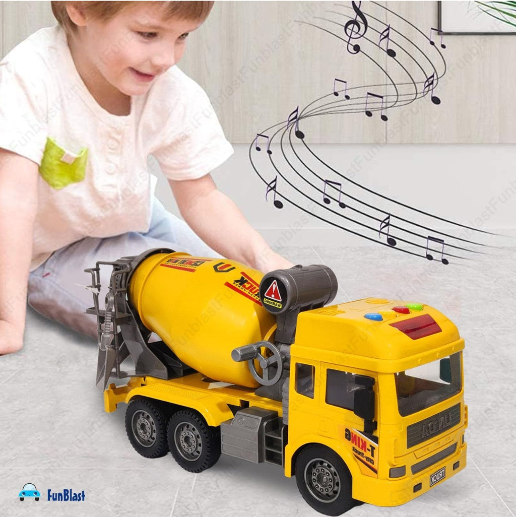 Cement Mixer Truck Toy for Kids, Friction Power Construction Truck Toy for Kids, Big Size Pull Back Toy Trucks for 3+ Years Old Boys and Girls