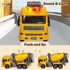 Cement Mixer Truck Toy for Kids, Friction Power Construction Truck Toy for Kids, Big Size Pull Back Toy Trucks for 3+ Years Old Boys and Girls