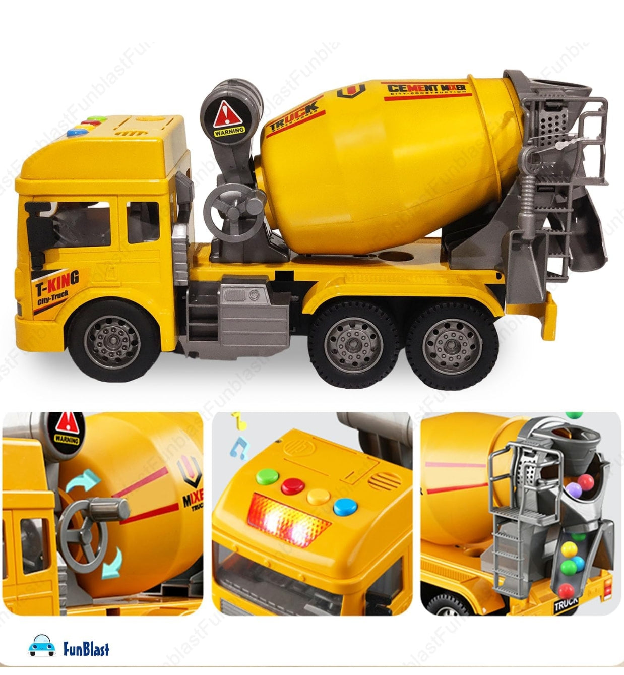 Cement Mixer Truck Toy for Kids, Friction Power Construction Truck Toy for Kids, Big Size Pull Back Toy Trucks for 3+ Years Old Boys and Girls