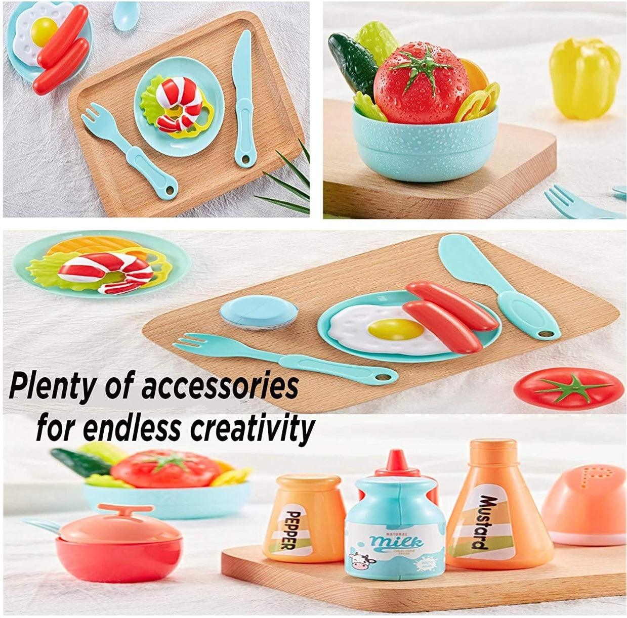 Kitchen Play Set Kids Play Kitchen with Realistic Lights & Sounds Simulation of Spray Play Sink with Running Water Utensils Accessories & Pretend Role Play Toys for Boys Girls