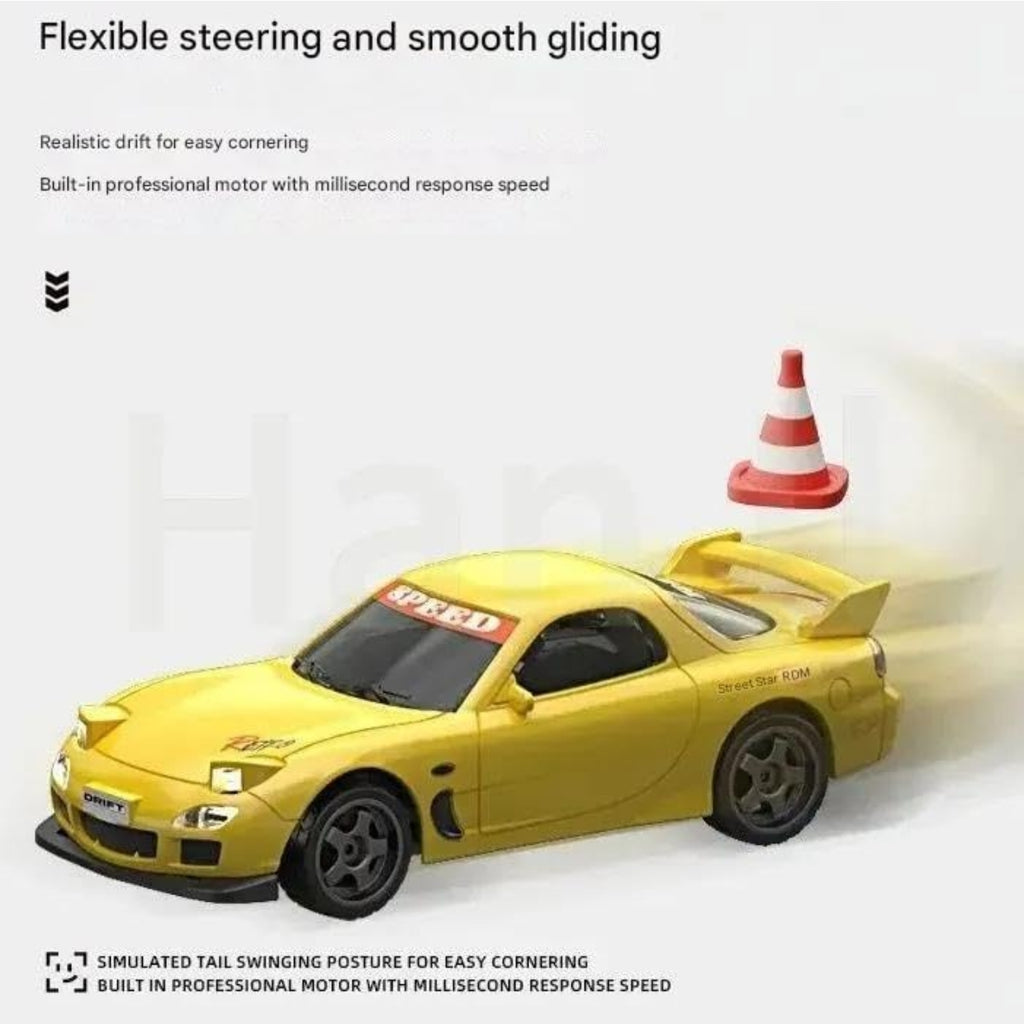 Toys 1:43 Scale Bwm E20 Mini RC Drift Car with Gyro Full Proportional RTR 2.4Ghz Remote Control with RGB Lights Drift car Multicolor