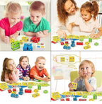 Crazy Face Puzzle Game, Wooden Building Blocks with Expression Cards, Educational Toy for Kids 3+, 16 Blocks and 72 Cards, Metal Box Packing