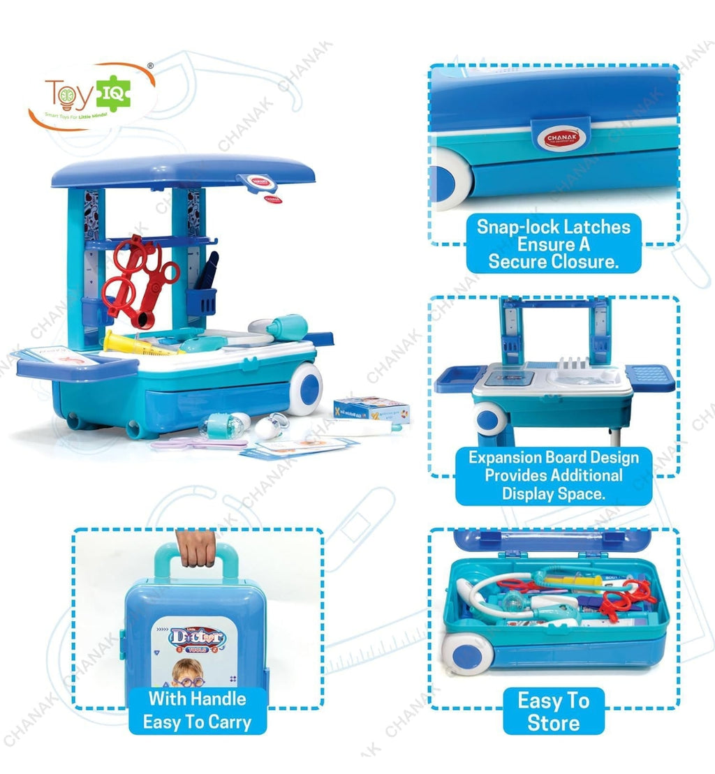 Premium Doctor Set Trolley for Kids with LED Light Instruments, Pretend Play Doctor Set Trolley for Kids Above 3 Years,