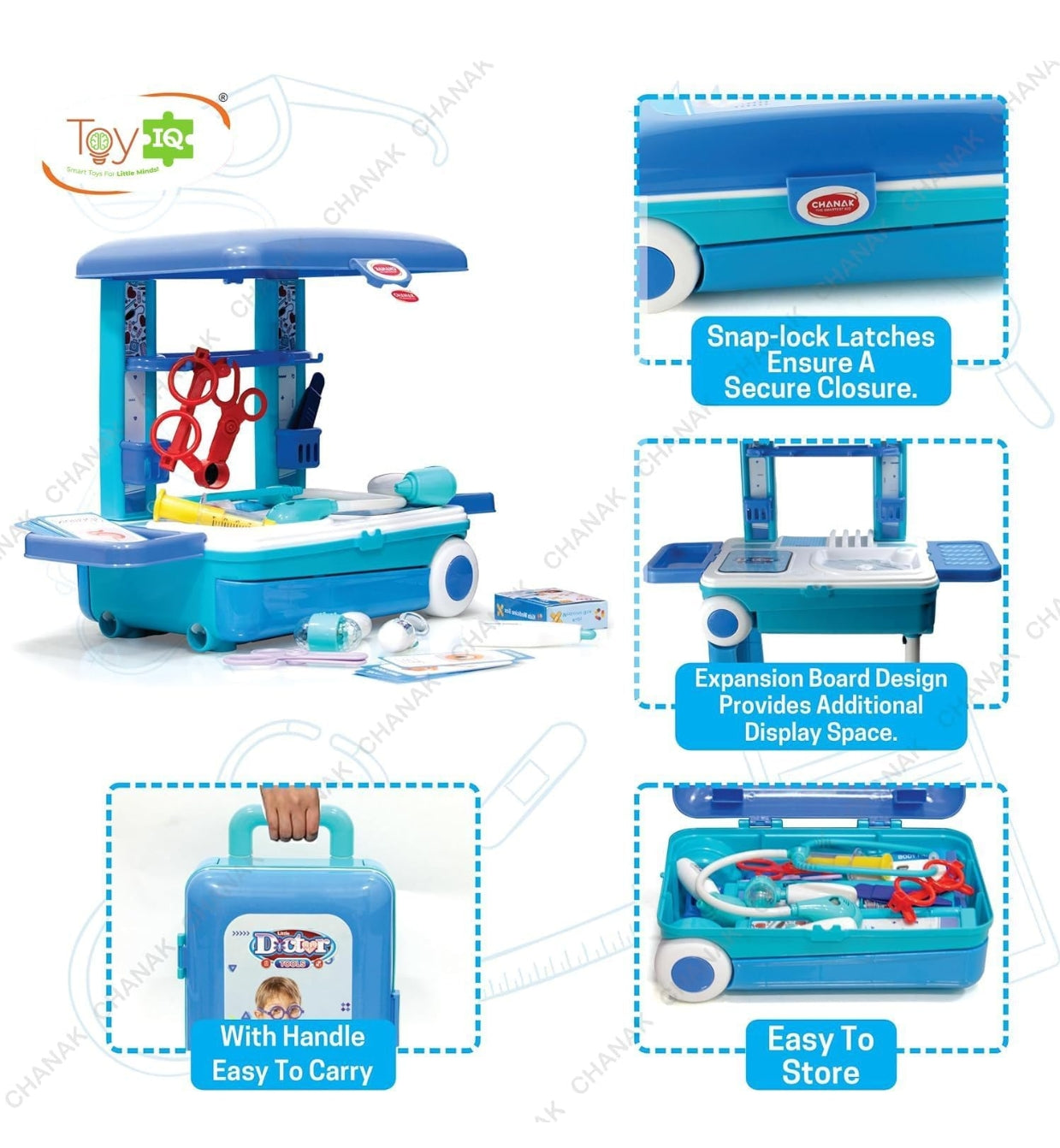 Premium Doctor Set Trolley for Kids with LED Light Instruments, Pretend Play Doctor Set Trolley for Kids Above 3 Years,