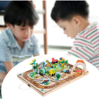 Wooden Take Along Tabletop with Storage Box Play Set for Parents Home Travel Dinosaur Tracks | Preschool Toys & Pretend Play